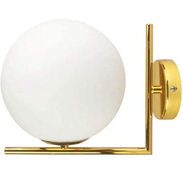 Wandlampen (2x) glazen bol met gouden armatuur beschikbaar voor biedingen