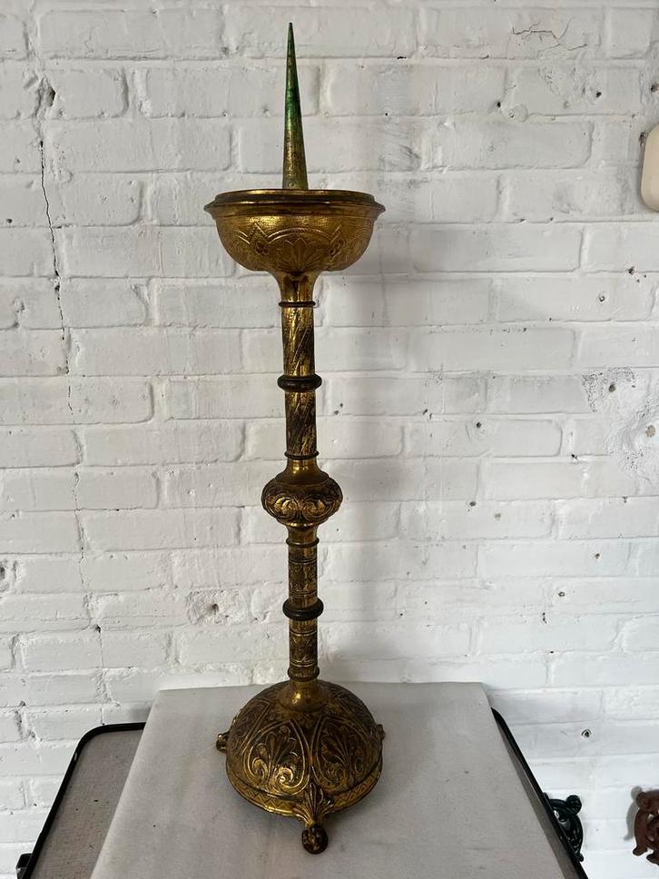 Antieke ( Gothiek )Kerk Kandelaar, Antiek en Kunst, Antiek | Kandelaars, Koper of Brons, Ophalen