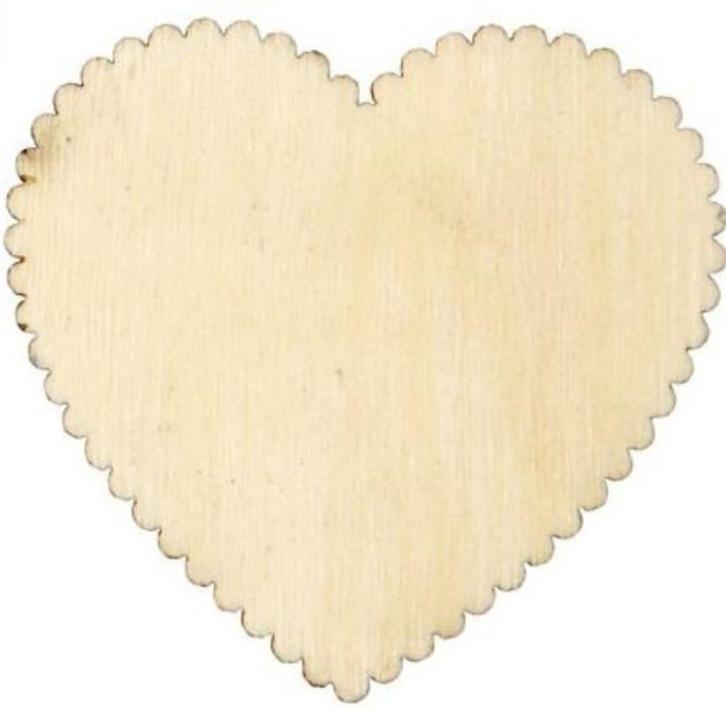 Houten hart label 5,1 x 5,1 cm dikte 1 mm, Hobby en Vrije tijd, Scrapbooking, Nieuw, Versiering of Embellishment, Overige merken