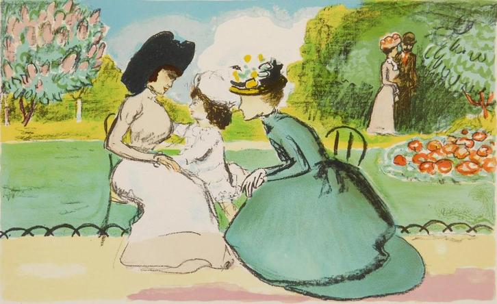 Kees van Dongen (1877) Kleur Lithografie " Le Parc " Ges Gen, Antiek en Kunst, Kunst | Litho's en Zeefdrukken, Ophalen of Verzenden