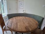 Ronde eettafel met bank, Ophalen, Hout, 125 tot 150 cm, 150 tot 200 cm