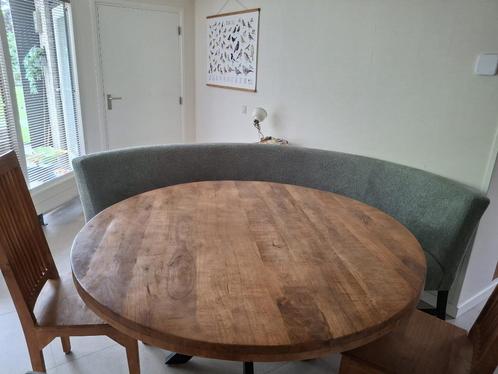 Ronde eettafel met bank, Huis en Inrichting, Banken | Sofa's en Chaises Longues, Zo goed als nieuw, Vierpersoons of meer, 150 tot 200 cm
