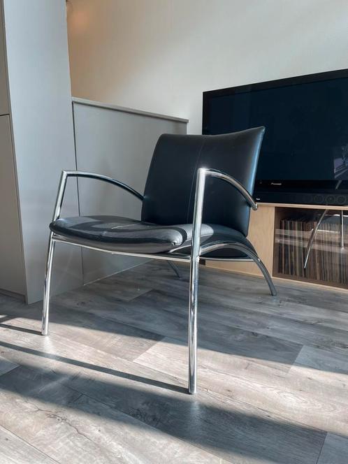 Kebe Denmark design fauteuil, Huis en Inrichting, Stoelen, Zo goed als nieuw, Vijf, Zes of meer stoelen, Leer, Zwart, Ophalen of Verzenden