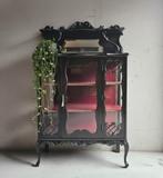 Antieke eiken vitrinekast pronk kast Neogotiek Victoriaans, Ophalen of Verzenden