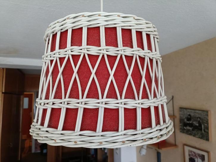Vintage rotan of rieten lampenkap, Antiek en Kunst, Curiosa en Brocante, Ophalen