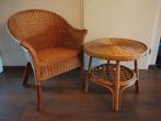 Rotan Stoel en Tafel Set, Huis en Inrichting, Stoelen, Ophalen, Gebruikt, Bruin, Vintage