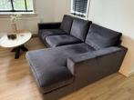 Hoekbank Velours kleur zwart/paars, Huis en Inrichting, 250 tot 300 cm, Gebruikt, Hoekbank, 75 tot 100 cm