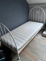 Wit metalen spijlenbed, Huis en Inrichting, Slaapkamer | Bedden, Ophalen, Gebruikt, 90 cm, Eenpersoons
