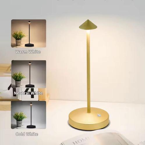 Draadloze metalen USB oplaadbare LED tafellamp (goud), Huis en Inrichting, Lampen | Tafellampen, Nieuw, Minder dan 50 cm, Metaal