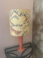 Vintage Tafellamp met Kaart Lampenkap, Ophalen, Gebruikt, Glas, Minder dan 50 cm