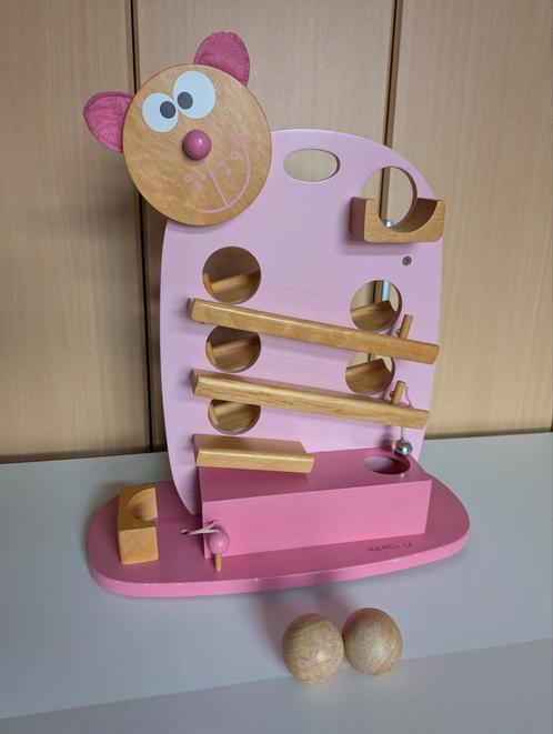 Houten knikkerbaan - roze poes Scratch, Kinderen en Baby's, Speelgoed | Houten speelgoed, Zo goed als nieuw, Overige typen, Ophalen of Verzenden