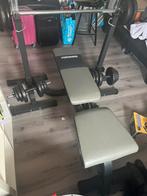 Halterbank met gewichten, Sport en Fitness, Fitnessmaterialen, Ophalen of Verzenden, Gebruikt, Fitnessbank