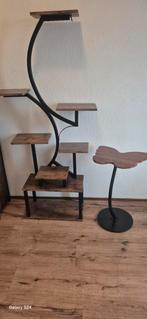 Plantenrek & Bijzettafel Vlinder Motief, Minder dan 55 cm, Gebruikt, Rond, Industrieel