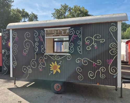 Leuke houten schaftwagen met wc /werkplek/atelier, Doe-het-zelf en Verbouw, Bouwketen en Schaftketen, Gebruikt, Ophalen