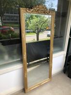 Gigantische gouden barok spiegel met kuif (facet geslepen), 75 tot 100 cm, 150 tot 200 cm, Rechthoekig, Zo goed als nieuw
