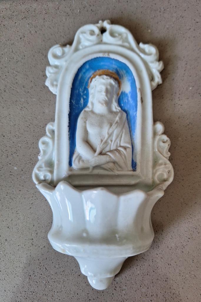 antiek wijwatervaatje - biscuit en porselein, Antiek en Kunst, Antiek | Religie, Ophalen