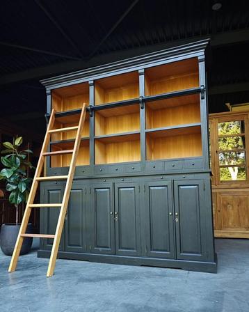 XXL Boekenkast | Teak Bibliotheekkast met ladder #2262 beschikbaar voor biedingen