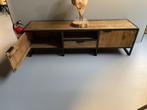 tv-meubel massief mango/metaal 180 cm breed laagste prijs, 1 of 2 laden, 150 tot 200 cm, Nieuw, Ophalen of Verzenden