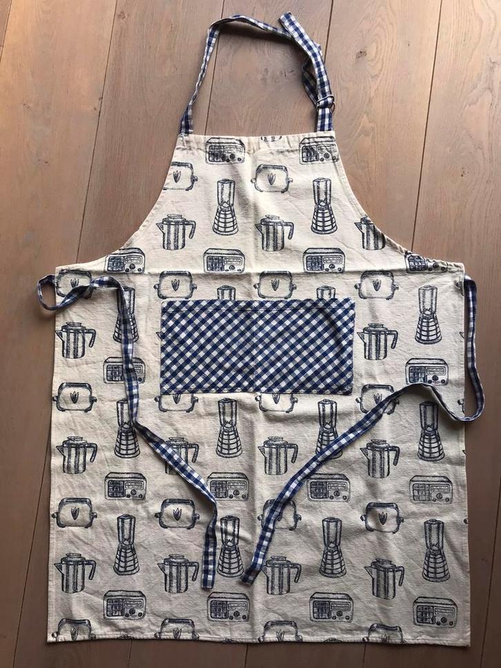 The Pier keukentextiel schort en theedoeken, Huis en Inrichting, Keuken | Textiel, Zo goed als nieuw, Schort, Blauw, Ophalen of Verzenden