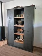 Industriële boekenkast zwart + mangohout planken Giga Meubel, Ophalen, 100 tot 150 cm, Zo goed als nieuw, Metaal