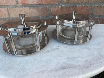 paar CORINTHE Jan des Bouvrie RVS dekselpotten jaren 1990 beschikbaar voor biedingen