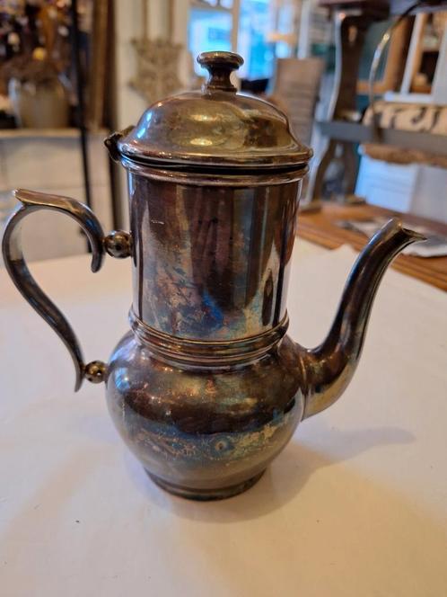 Verzilverde koffiepot /cafetiere gemerkt Erquis, Antiek en Kunst, Curiosa en Brocante, Ophalen