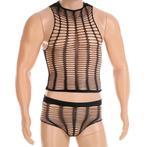 Heren zwarte fishnet lingerie set, Kleding | Heren, Verzenden, Zwart, Nachtkleding