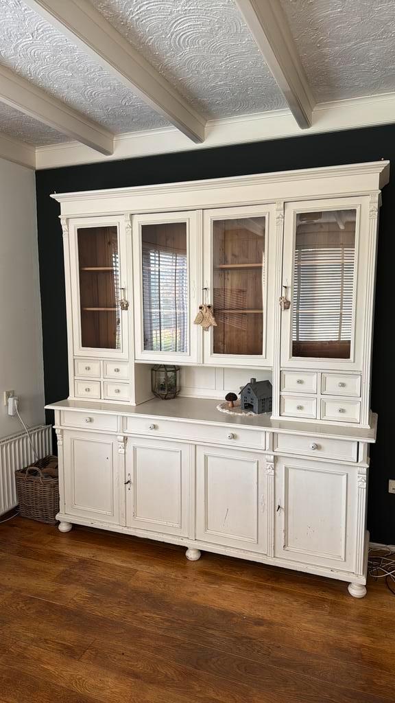 Witte grenen buffetkast, Huis en Inrichting, Kasten | Buffetkasten, Gebruikt, 200 cm of meer, 150 tot 200 cm, 25 tot 50 cm, Met lade(s)