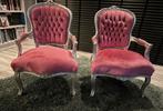 Twee roze barok fauteuils met zilveren frame, Ophalen of Verzenden