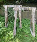 2x Brocante oude houten schragen, Ophalen