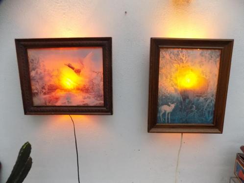 Wanddecoratie lamp jaren 50 60 met verlichting hert eenden, Huis en Inrichting, Woonaccessoires | Wanddecoraties, Gebruikt, Ophalen of Verzenden