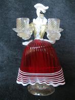 Italiaanse figurine kandelaar, gemaskerde courtisane, Ophalen, Koper of Brons