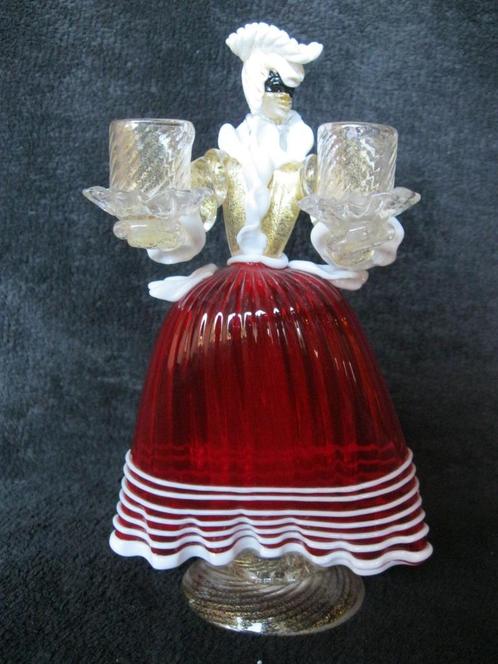 Italiaanse figurine kandelaar, gemaskerde courtisane, Antiek en Kunst, Antiek | Kandelaars, Koper of Brons, Ophalen