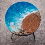 Epoxy Ocean Coffee Table / Bijzettafel – Ø38 cm – Price Redu, Minder dan 55 cm, Rond, Nieuw, Modern / Handgemaakt / Ocean / Beach