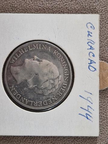 Curacao 1 Gulden 1944 - Wilhelmina beschikbaar voor biedingen