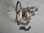 Antieke hanglamp met grote 40 cm glazen kap te koop, Antiek en Kunst, Ophalen