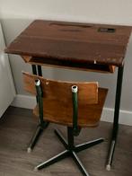 Vintage Schoolbank met Stoel - Antiek Kantoormeubilair, Ophalen of Verzenden