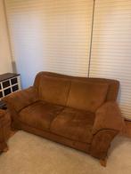 Natuzzi 2-zitsbank - Suede leer - Donker kameel, Huis en Inrichting, Ophalen, Gebruikt, 150 tot 200 cm, Tweepersoons