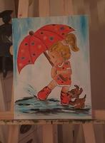 Meisje met Paraplu acryl op canvas schilderij painting, Huis en Inrichting, Woonaccessoires | Schilderijen, Tekeningen en Foto's