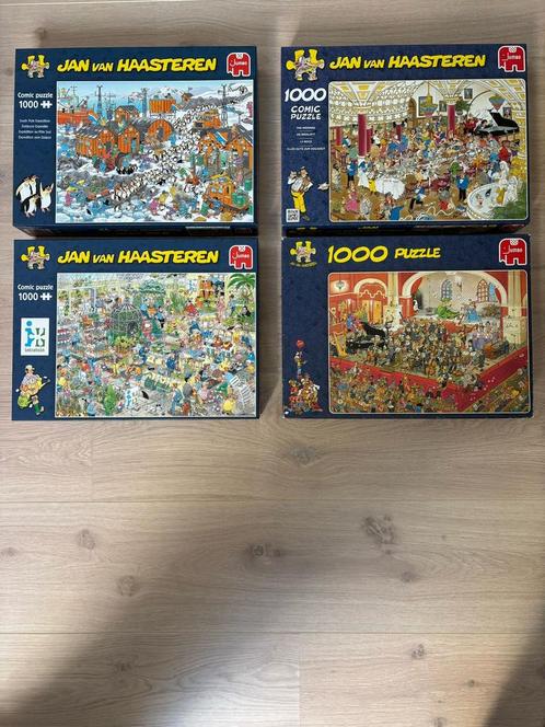 Jan van Haasteren puzzles 1000 stukjes 4 dozen, Hobby en Vrije tijd, Denksport en Puzzels, Zo goed als nieuw, Legpuzzel, 500 t/m 1500 stukjes