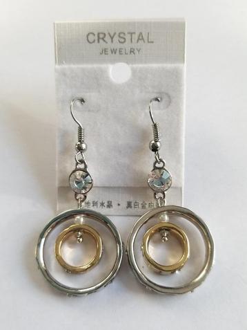 Goldfilled ronde zirkonia strass hang oorbellen beschikbaar voor biedingen