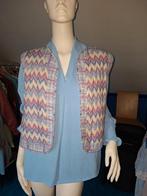 blauwe blouse met giletje ambika mt.l izgs, Kleding | Dames, Blouses en Tunieken, Maat 38/40 (M), Blauw, Ophalen of Verzenden