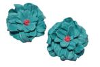 BLOEM oorbellen PETROL roze kaviar beads bloemhart, Overige materialen, Overige kleuren, Verzenden, Nieuw