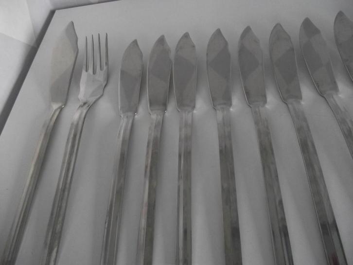 24 st Palermo visbestek mes vork serveerbestek RVS 18/10 p s, Antiek en Kunst, Antiek | Bestek, Ophalen of Verzenden