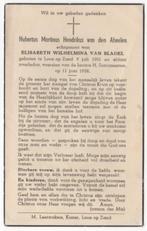 Hubertus van den Abeelen 1901 Loon op Zand + 1958 aldaar, Verzenden