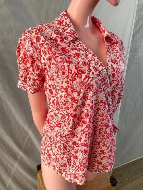 Wikkeltop met rode bloemen - C&A - maat 40 - 100% katoen, Kleding | Dames, Tops, Zo goed als nieuw, Maat 38/40 (M), Rood, Korte mouw