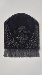 Oud zwart kralentasje fluweel zonder beugel, Ophalen of Verzenden