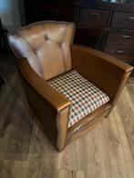 Twee vintage rokers fauteuils van leer, kleur cognac, Huis en Inrichting, Fauteuils, Gebruikt, Vintage, 75 tot 100 cm, Ophalen of Verzenden