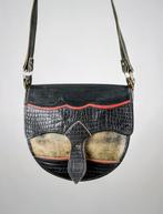 Vintage leren schouder tas, Overige merken, Gebruikt, Zwart, Onbekend