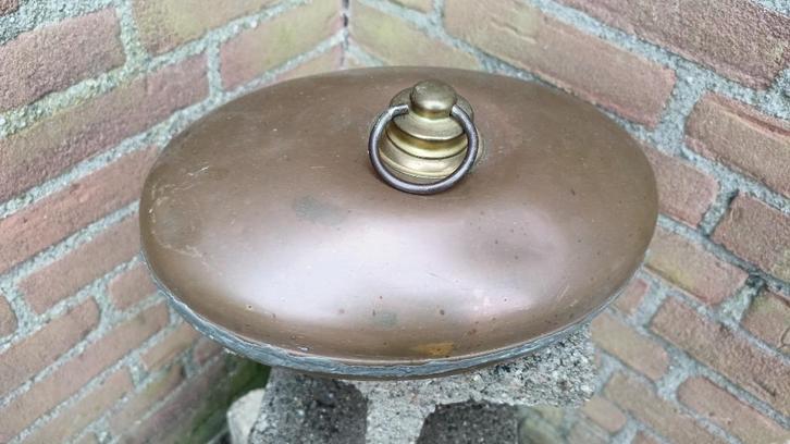 Antieke koperen warmwaterkruik met D.R.G.M.-dop, Antiek en Kunst, Antiek | Koper en Brons, Koper, Ophalen of Verzenden